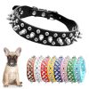 Spiked Dog Collar for Small Dogs Soft PU Leather Spike Puppy Collar Anti Bite Studded Rivet Cat Collar for Kittens Small Medium Pets Like Chihuahua Pug Pit Bull Bulldog, Black XS