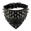 Didog 2" Width Bandana Style Scarf Leather Dog Collar, Spiked Studded Fit Dalmatian Pit bull Terrier,Brown XL Size