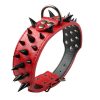 Berry Pet Sharp Spiked Studded Dog Collar - Stylish Leather Dog Collars - 2 Inch in Width Fit for Medium & Large Dogs - Such as Pitbull Mastiff - Black Rivets & Red Leather,17-20" - Image 4