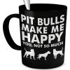 DogsMakeMeHappy Cool Pit Bull Dogs Cup - Pit Bulls Make Me Happy - Funny Rescue Coffee Mug