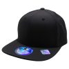 Pit Bull Premium Headwear Cambridge Perforated Mesh Flat Bill Brim Adjustable Snapback Hat Baseball Cap for Men & Women Black 117BK