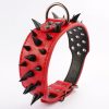 Berry Pet Sharp Spiked Studded Dog Collar - Stylish Leather Dog Collars - 2 Inch in Width Fit for Medium & Large Dogs - Such as Pitbull Mastiff - Black Rivets & Red Leather,15-18" - Image 5