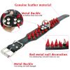 Berry Pet Sharp Spiked Studded Dog Collar - Stylish Leather Dog Collars - 2 Inch in Width Fit for Medium & Large Dogs - Such as Pitbull Mastiff - Black Rivets & Red Leather,15-18" - Image 3