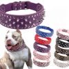 BTDCFY Hoot PU Leather Adjustable Spiked Studded Dog Collar 2" Wide 31 Spikes 52 Studs (S(Neck 17"-20"), Purple)