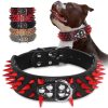 Beirui Heavy Duty Sharp Spiked Dog Collar - Stylish Leather Studded Dog Collar - 2 Inch Wide Dog Collar for Medium & Large Dogs - Such as Pitbull Mastiff Bulldog(Red Rivets & Black Leather,15-18")
