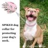 TEEMERRYCA Adjustable Leather Spiked Studded Dog Collars with a Squeak Ball Gift for Small Medium Large Pets Like Cats/Pit Bull/Bulldog/Pugs/Husky, Pink, L(15"-18.5") - Image 5