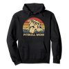 Vintage Pitbull Mom | Happy smiling Pitbull Mom on Sunset Pullover Hoodie