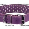 BTDCFY Hoot PU Leather Adjustable Spiked Studded Dog Collar 2" Wide 31 Spikes 52 Studs (S(Neck 17"-20"), Purple) - Image 6