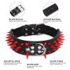 Beirui Heavy Duty Sharp Spiked Dog Collar - Stylish Leather Studded Dog Collar - 2 Inch Wide Dog Collar for Medium & Large Dogs - Such as Pitbull Mastiff Bulldog(Red Rivets & Black Leather,15-18") - Image 5