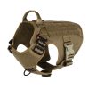 ICEFANG GN1 Reflective Tactical Dog Harness Large sized,Military-Style MOLLE K9 Dog Vest with 2X Metal Buckles,Adjustable Pet Harness, No Pulling Front Leash Clip (Large (Pack of 1), Brown)