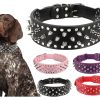 KocaPlye Spiked Dog Collar Rivet Studded Adjustable PU Leather Spikes Collar for Medium Large Dogs 2" Wide Spike Collars