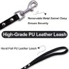 SOYATER Black Dog Collar for Medium Large Dogs Pitbull Collar with Leash Rivet Puppy Pet Cat Adjustable Black Studded Collar Durable PU Leather Spiked Pet Supplies (Black, XXL=19.7""-22.4"") - Image 5