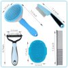 MASTER QUEEN Dog Brush Dog Grooming Kit 5PCS - Dog Brushes for Grooming, Dog Brush for Shedding,Puppy Brush and Flea Comb for Dogs, Slicker Brush for Dogs Comb and Dog Hair Brush Set Blue - Image 8