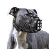 Ohcozzy Pitbull Dog Muzzle Leather with Adjustable Straps, Basket Muzzle Anti Biting, Barking and Chewing for Large Dog(Black)