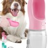 MalsiPree Dog Water Bottle Portable ? Leak Proof and Lightweight Water Bottle for Dogs ? Dog Travel Water Bottle with Bowl ? Dog Walking Accessories (12OZ, Pink)