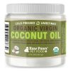 Raw Paws Virgin Organic Coconut Oil for Dogs & Cats, 4-oz - Treatment for Itchy Skin, Dry Nose, Paws - Hot Spot Lotion for Dogs - Natural Hairball Remedy for Dogs