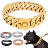 32MM Wide Strong Metal Dog Chain Collars Stainless Steel Dog Choker Pitbull Gold Dog Necklace For Large Dogs - AliExpress 15