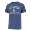 MLB Men's Union Arch Franklin Team Color Primary Logo Word Mark T-Shirt (Los Angeles Dodgers Blue, Large)