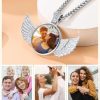 Custom4U Personalized Angel Wings Pendant Neckalce with Picture Inside Custom Photo Necklace Memorial Photo Medallion Chain Hip Hop Jewelry for Men - Image 4