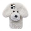 Losin Dog Case Compatible with iPhone 14 Pro Max Cute 3D Plush Fluffy Dog Case Cartoon Case Fashion Luxury Fur Hair Fuzzy Wool Face Soft Back Cover Shockproof Protective for Women and Girls Girly