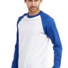 Men's Full Length Sleeve Raglan Cotton Baseball Tee Shirt (S, Royal Blue/White) - Image 4