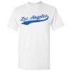 UGP Campus Apparel Los Angeles City Baseball Script - Hometown Pride Souvenir Basic Cotton T-Shirt - Large - White/Blue