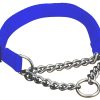 Hamilton Pet & Equine Hamilton 1 by 20 to 32-Inch Adjustable Combo Choke Dog Collar, Large, Chain and Blue Nylon
