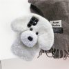 Losin Dog Case Compatible with Galaxy S22 Ultra 3D Cute Plush Fluffy Dog Case Fashion Luxury Fur Hair Fuzzy Wool Face Soft Back Cover Shockproof Protective for Women and Girls White - Image 3
