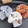 Losin Dog Case Compatible with iPhone 14 Pro Max Cute 3D Plush Fluffy Dog Case Cartoon Case Fashion Luxury Fur Hair Fuzzy Wool Face Soft Back Cover Shockproof Protective for Women and Girls Girly - Image 2