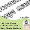 Stainless Steel Silver Gold Dog Collars with Safety Buckle Lock,18K Cuban Link Chain Training Collar,15MM Strong Dog Necklace Heavy Duty Chew Proof for Small Medium Large Dog - Image 5