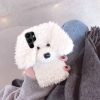 Losin Dog Case Compatible with Galaxy S22 Ultra 3D Cute Plush Fluffy Dog Case Fashion Luxury Fur Hair Fuzzy Wool Face Soft Back Cover Shockproof Protective for Women and Girls White - Image 5