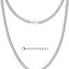 Silvadore 4mm Silver Chain Necklace Men - Stainless Steel CUBAN Diamond-Cut Links - Non-Tarnish Jewelry - 20 Inch / 51cm