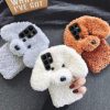 Losin Dog Case Compatible with Galaxy S23 Ultra Cute 3D Plush Fluffy Dog Case Cartoon Case Fashion Luxury Fur Hair Fuzzy Wool Face Soft Back Cover Shockproof Protective for Women and Girls Girly Gray - Image 2