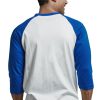 TOP PRO Men's 3/4 Sleeve Casual Raglan Jersey Baseball Tee Shirt (L, Royal Blue/White - 1) - Image 4