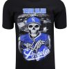 Mens Los Angeles California Baseball Shirt True Blue Skeleton Tshirt Home Run