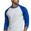 TOP PRO Men's 3/4 Sleeve Casual Raglan Jersey Baseball Tee Shirt (L, Royal Blue/White - 1) - Image 3