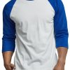 TOP PRO Men's 3/4 Sleeve Casual Raglan Jersey Baseball Tee Shirt (L, Royal Blue/White - 1) - Image 2