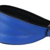 Dogs My Love Real Leather Extra Wide Padded Tapered Dog Collar (16.25"-18.75" Neck; 3" Wide, Blue)