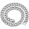 Flatfoosie Gold Dog Chain Collar Diamond Cuban Link Durable Dog Chain Collar for Outside Walking Secure Buckle Dog Gold Chain for Small Medium Large Dogs Cats (20inch, Silver)