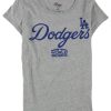 G-III Sports Womens LA Dodgers Graphic T-Shirt, Grey, Medium