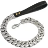Dog Leash Pet Collar Lead Stainless Steel Super Strong Gold Collar Chain Customized 32mm Bulldog Pitbull Large Dog Collar Leash - AliExpress 15 - Image 2