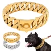 Gold Cuban Chain Pet Collar, Customized Leash, Stainless Steel, Strong Strap, Bully, Large Dog, Pitpull, Bulldog, 32mm - AliExpress 15