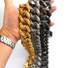 Large Dog Collar Leash Bully Dog Pet Chain 32mm Skull Customized Stainless Steel Gold Metal Heavy Pitbull Bulldog Collar Lead