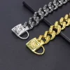 Large Dog Collar Leash Bully Dog Pet Chain 32mm Skull Customized Stainless Steel Gold Metal Heavy Pitbull Bulldog Collar Lead - Image 5