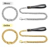 Stainless Steel Metal Gold Dog Accessories Chain Collar Leash Pet Training Collar For Medium Large Dogs Pitbull French Bulldog - AliExpress 15 - Image 2