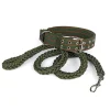 Strong Coarse Nylon Dog Leash Army Green Canvas Double Row Adjustable Dog Collar L/XL Medium Large Dog Pitbull Lead Set - AliExpress 15 - Image 3