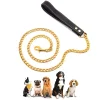 4.5FT Metal Dog Lead Stainless Steel Chain 18K Gold Pet Leash with Leather Handle Training For Medium Large Dog - AliExpress 15