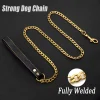 4.5FT Metal Dog Lead Stainless Steel Chain 18K Gold Pet Leash with Leather Handle Training For Medium Large Dog - AliExpress 15 - Image 3