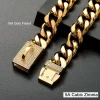 Gold Tone Dog Chain Collar Stainless Steel Cuban Link Chain Dog Collar with ID Tag and Bell for French Bulldog Pitbull 15/19mm - AliExpress 15 - Image 4