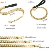 Stainless Steel Dog Leash Pet Lead Traction Super Strong Gold Collar Chain 32mm 19mm Bulldog Pitbull Large Dog Collar Leash - AliExpress 15 - Image 4